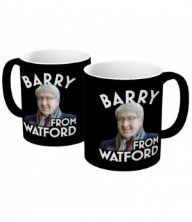 Barry From Watford Photo Black Mug available from Podcast Merch